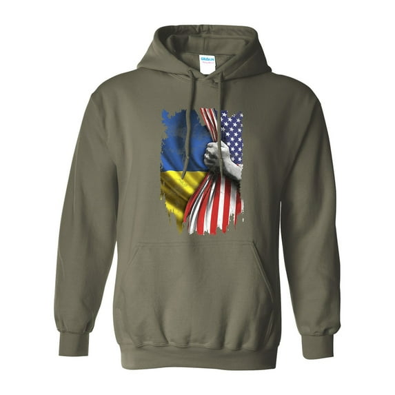 America USA Ukraine Ukrainian Flag Map People Support DT Sweatshirt Hoodie