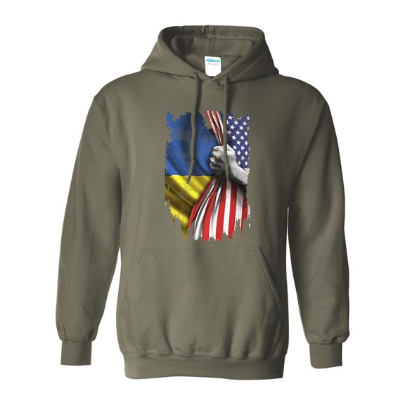 America USA Ukraine Ukrainian Flag Map People Support DT Sweatshirt Hoodie