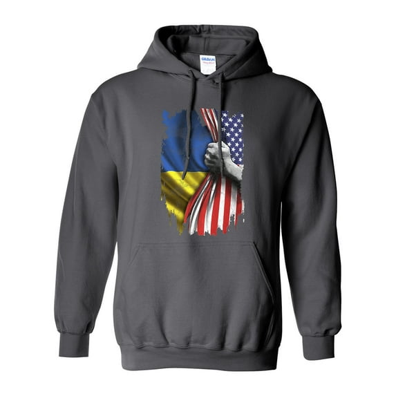 America USA Ukraine Ukrainian Flag Map People Support DT Sweatshirt Hoodie