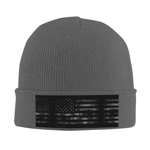America Us Flag Retro Winter Beanie Hats for Men Women Warm Cozy Knitted Cuffed Skull Cap Deep Heather