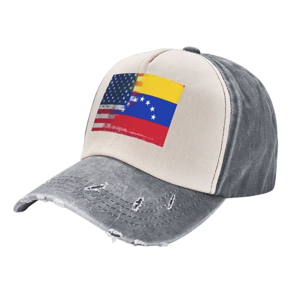 America Venezuelan Flag Watercolor Baseball Cap Distressed Adjustable Vintage Cotton Denim Hat for Women Men