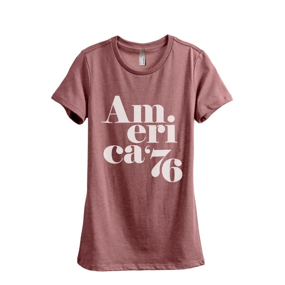 America Women's Fashion Relaxed T-Shirt Tee Heather Rouge Medium