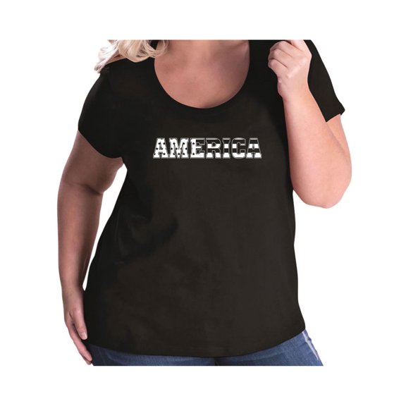 America Womens Plus Size Scoopneck Tee