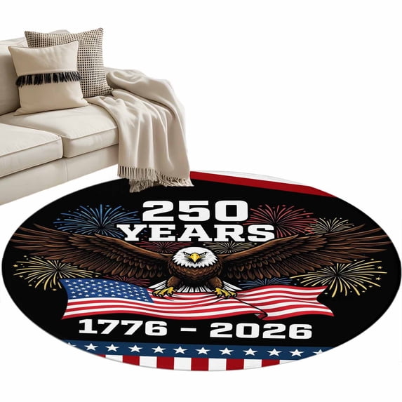 America Years Eagle Round Area Rugs 3 ft, Independence Day Red Blue ...