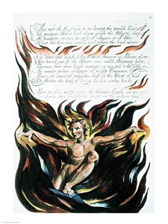 America a Prophecy Thus wept the Angel voice the emergence of Orc Canvas Art - William Blake (18 x 24)