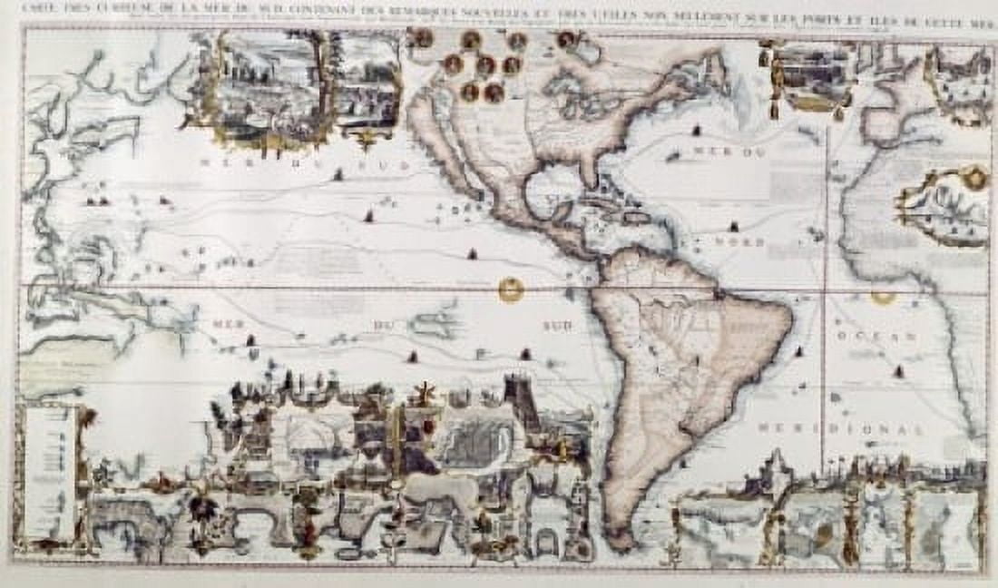 America and the Pacific Ocean from Chatelains Atlas Historique 1719 Canvas Art - (24 x 36)