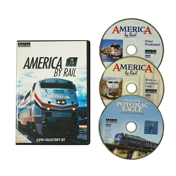 America by Rail 3 DVD Set ~ Potomac Eagle, Route of the Southwest Chief, Winter Wonderland Railroad Train Amtrak