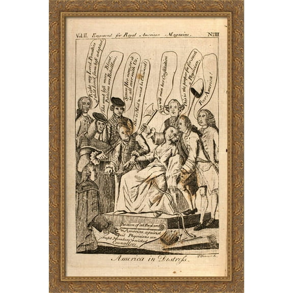 America in Distress 26x40 Large Gold Ornate Wood Framed Canvas Art by Paul Revere