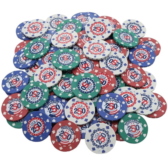 Americas 250th Anniversary Patriotic Poker Chips - 100 Pc.