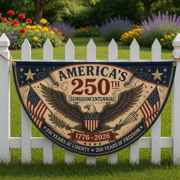 America's 250th Semiquincentennial Flag, Vintage Patriotic 1776 2026 Eagle Yard Sign, USA Liberty Porch Decor 18x36in