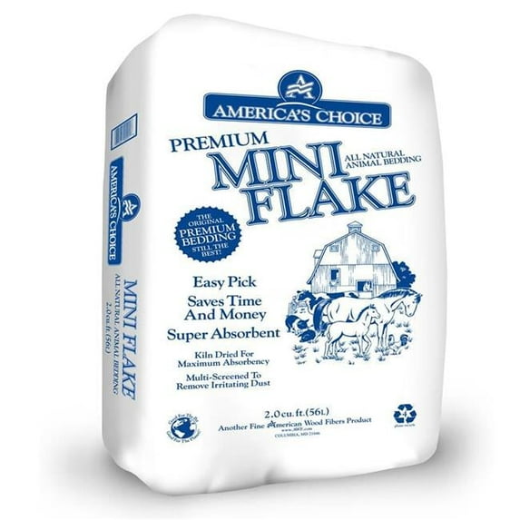 America's Choice American Wood Fibers 003998 2 cu. ft. Premium Mini Flake - Formerly Pick N Flick, Natural
