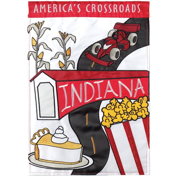 America's Crossroads Indiana Red Yellow Black 19 x 13 Polyester Small House Flag