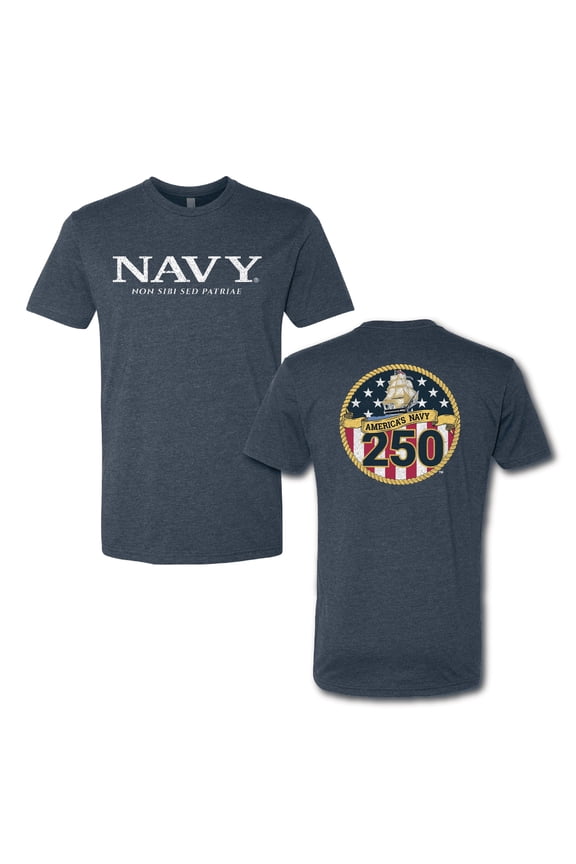 America’s Navy® 250th Anniversary Graphic T-Shirt, Vintage Military Navy Tee, Officially Licensed Unisex Cotton, 2X-Large