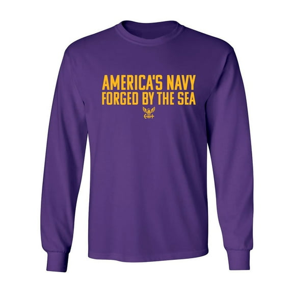 America's Navy Forged By The Sea Adult Long Sleeve T-shirt