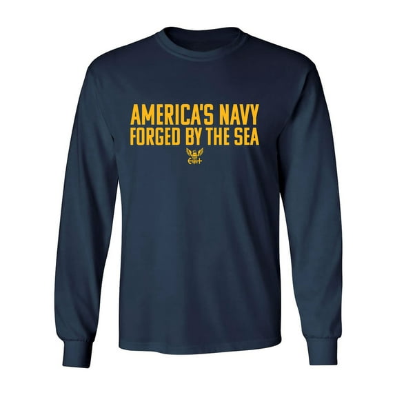 America's Navy Forged By The Sea Adult Long Sleeve T-shirt