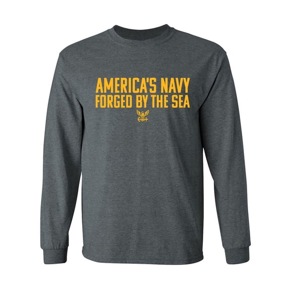 America's Navy Forged By The Sea Adult Long Sleeve T-shirt