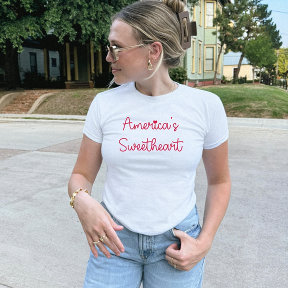 America's Sweetheart | Coquette Aesthetic, 4th of July Outfit, Retro Americana, Y2K Slogan Tee, Country Festival Fashion All Size S-5Xl