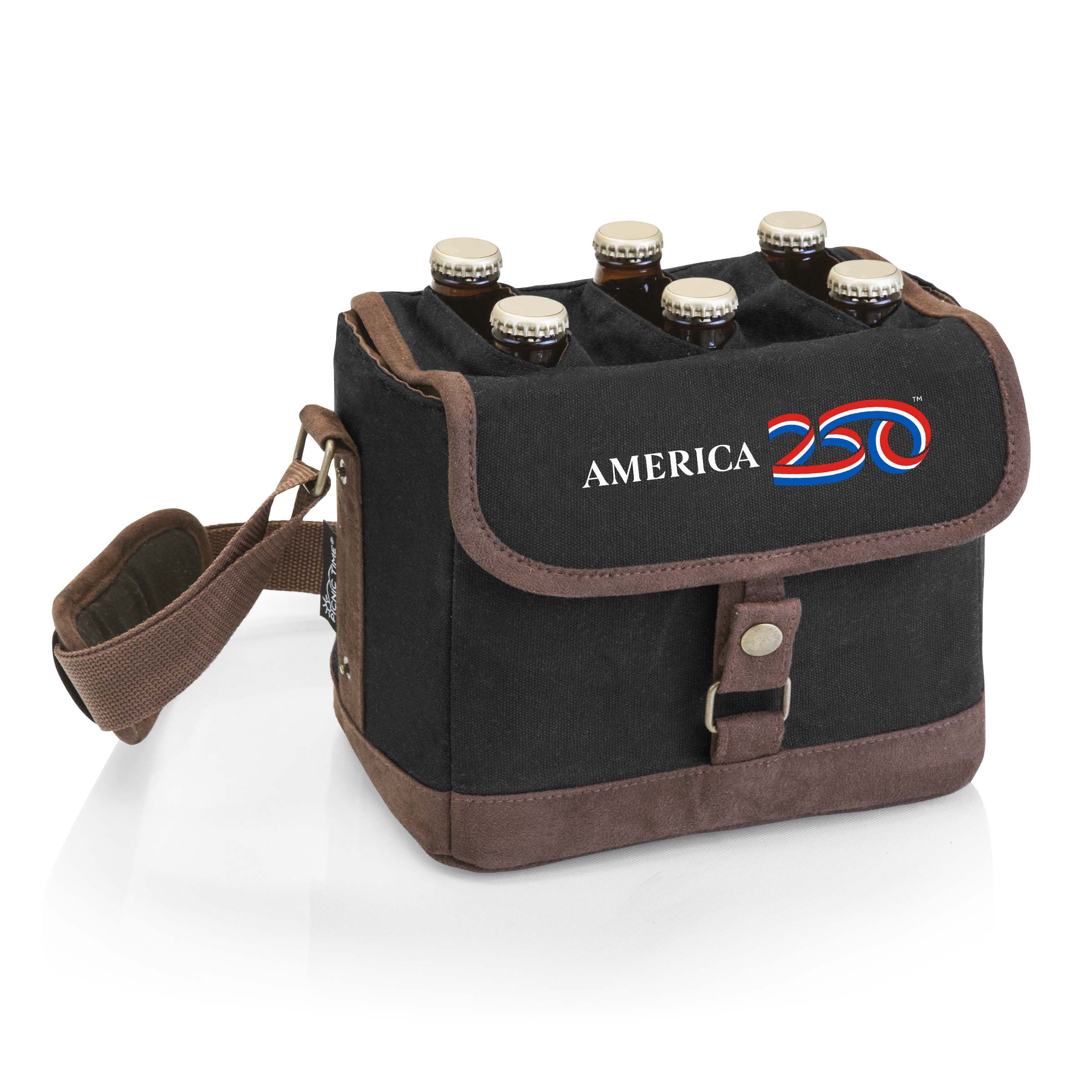 America250 - Beer Caddy Cooler Tote with Opener, (Black)