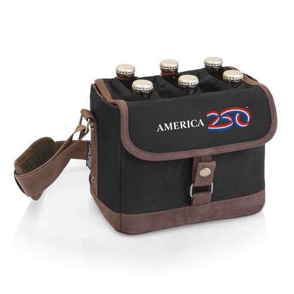 America250 - Beer Caddy Cooler Tote with Opener, (Black)