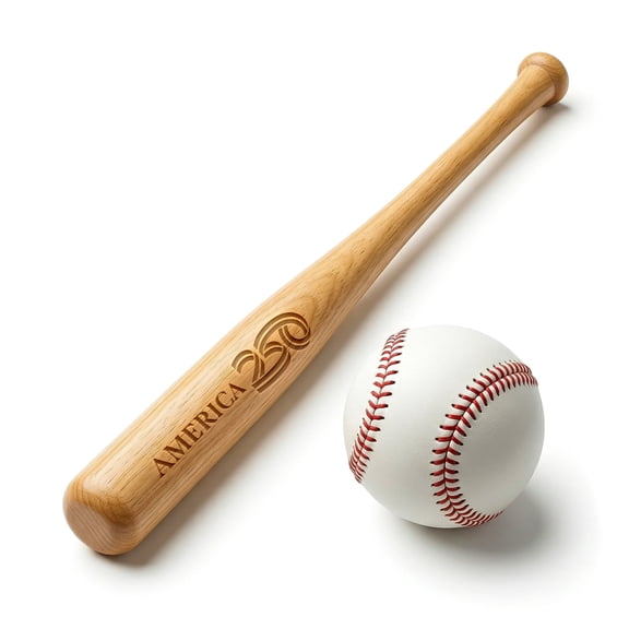 America250 Engraved 18 Mini Solid Wood Baseball Bat