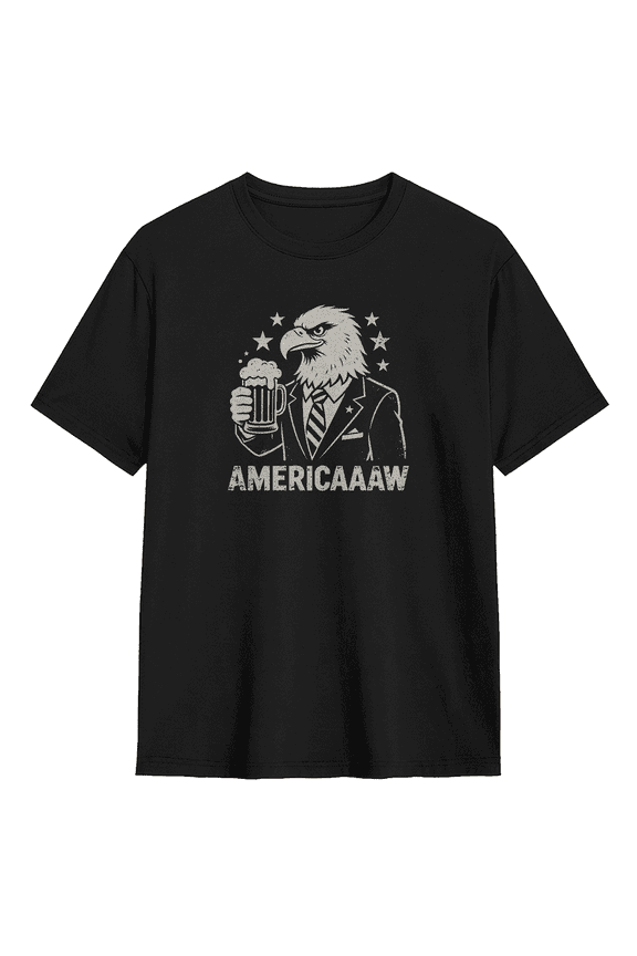 Americaaaw Eagle Beer Vintage Graphic Tee For Men, Patriotic Fun Cotton Short Sleeves T-Shirt