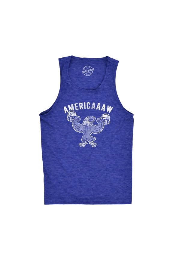 Americaaaw Mens Fitness Tank Funny 4th Of July Merica Bald Eagle Beer Drinking Graphic Party Shirt