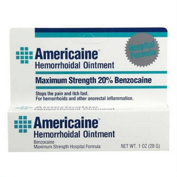 Americaine Hemorrhoidal Ointment, Maximum Strength,Stops Pain And Itch Fast 1 oz