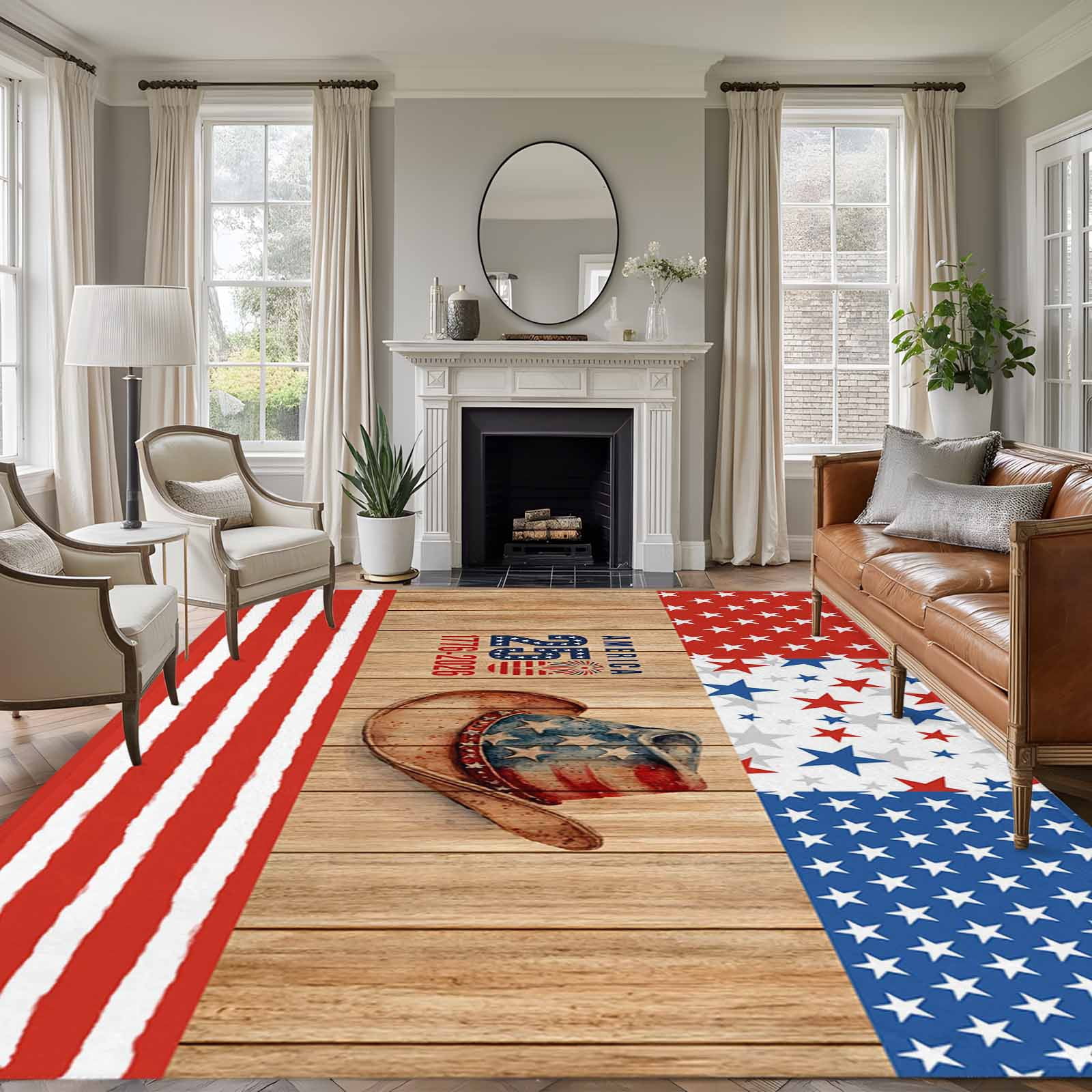 American 1776-2026 8'x10' Large Area Rug for Living Room Sectional Sofa ...