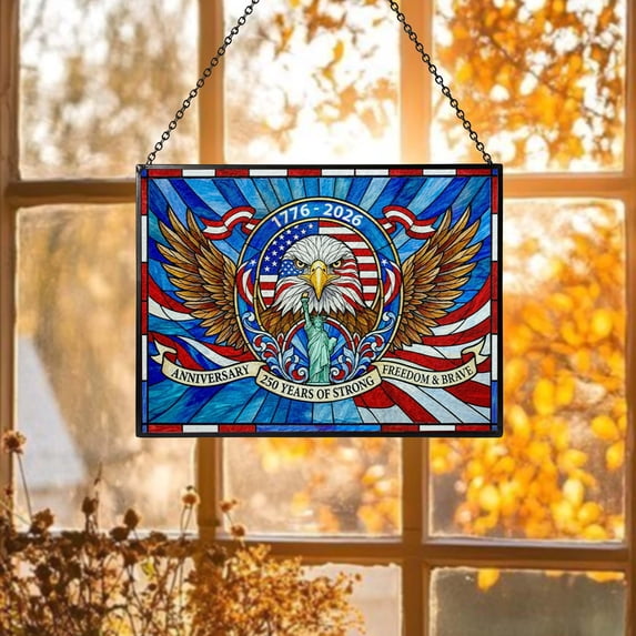 American 1776-2026 Stained Glass Style Suncatcher - Flat 2D Acrylic ...