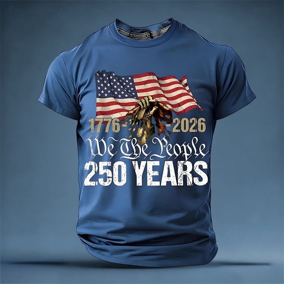American 250 Anniversary Shirt Unisex Casual Short Sleeve Breathable Comfort Tee Everyday Matching 4Th of July Shirt Blue XL