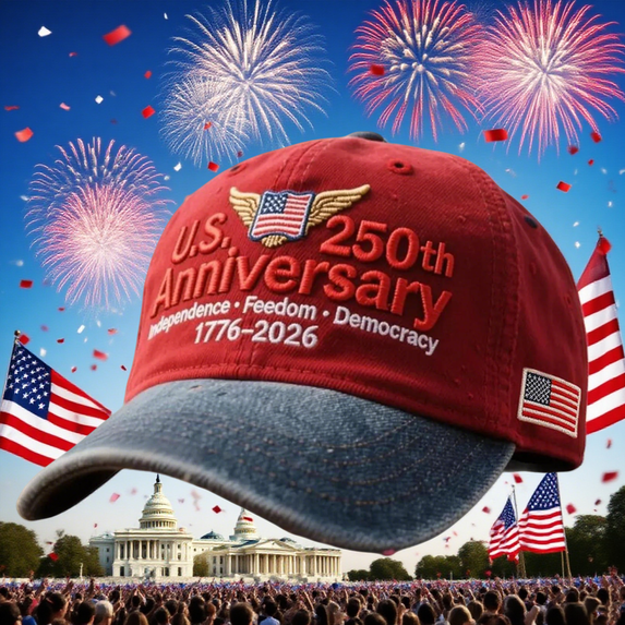 American 250 Year Anniversary Hat, Adjustable Patriotic Baseball Cap for Men Women, Celebrate United States Heritage 1776–2026 (Embroidered version)