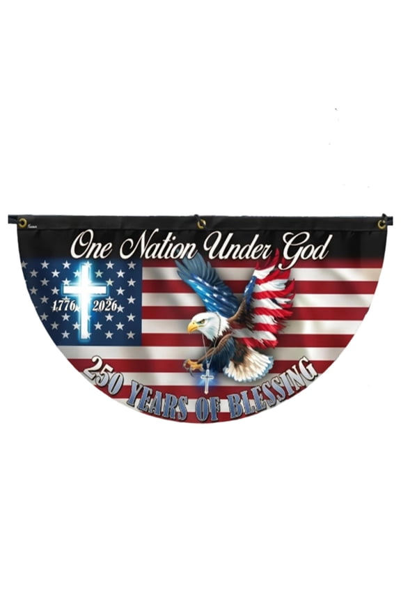 American 250 Years Anniversary Fan Flag One Nation Under God Flags for Outside Bunting Flag 4Th Of July Decorations for Home Yard Garden Decor Banner 45X90Cm
