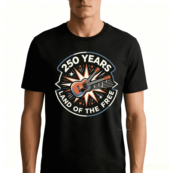 American 250th Anniversary 250 Years Land of the Free 100% Cotton Unisex Alpha T-Shirt US, X-Large, Regular Black
