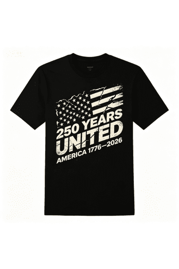 American 250th Anniversary 250 Years United 100% Cotton Unisex Alpha T-Shirt US, X-Large, Regular Black