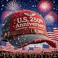 thumbnail image 1 of American 250th Anniversary Collector’s Hat, Retro Washed Patriotic Baseball Cap, Adjustable Tribute Style, Celebrate 250 Years of U.S. Independence Legacy, 1 of 9