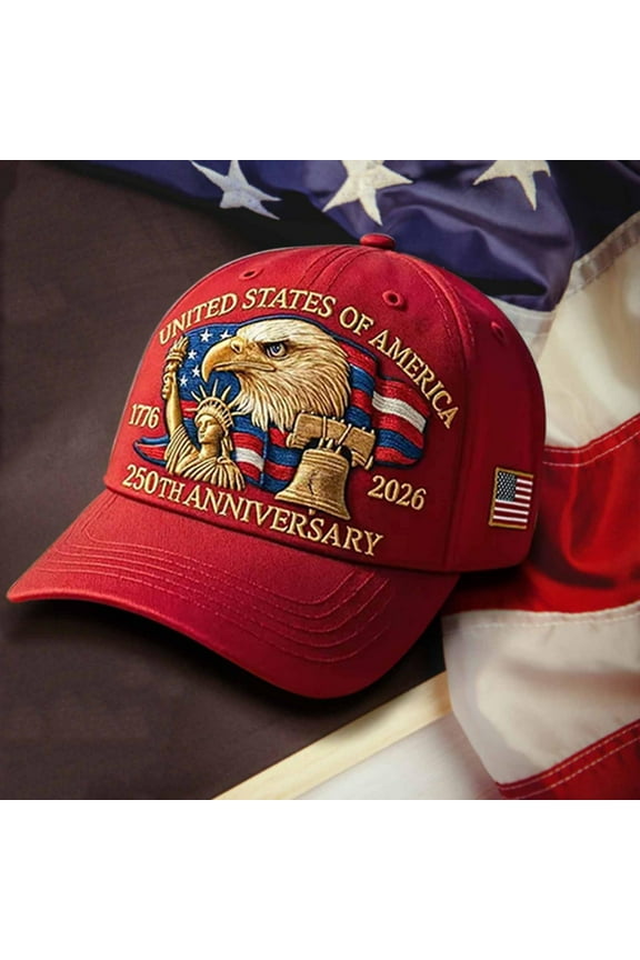 American 250th Anniversary Hat, Retro Adjustable Baseball Cap for Men Women, Collectible Commemorative Gift for United States 1776–2026 (Embroidered version)
