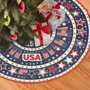American 250th Anniversary Patriotic Tree Skirt 4th of July Memorial Day Veterans Day Red White Blue Christmas Tree Skirt Xmas Tree Mat Holiday Decorations for Indoor Outdoor Party 36" 34
