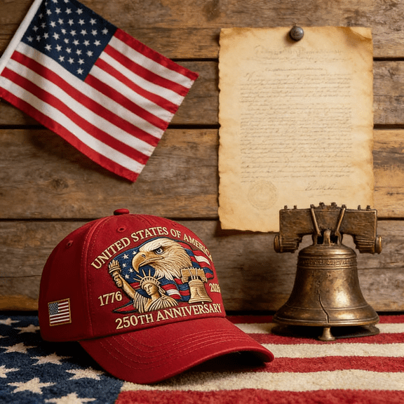 American 250th Birthday Hat, Adjustable Retro Washed Patriotic Tribute Baseball Cap, Printed Eagle 250th Anniversary, Red