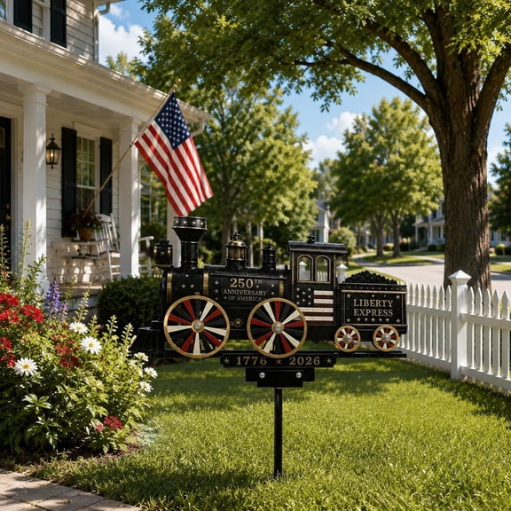 American 250th Liberty Express Train Garden Wind Spinner,250th Anniversary Metal Garden Decor, 1776-2026 Outdoor Yard Lawn Patio Decoration for Veterans and Independence Day