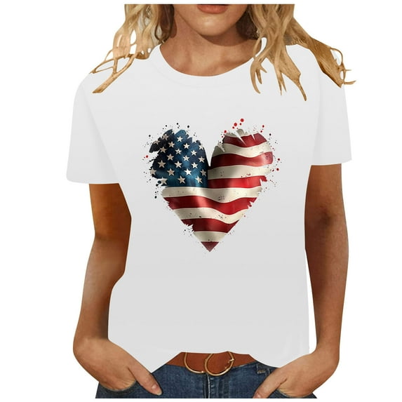 American 250th Tunic For Women Plus Size USA Flag Graphic Heart Print ...