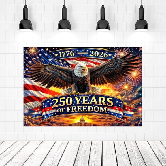 American 250th Years of Freedom Backdrop, 1776-2026 USA 250th Birthday Anniversary Party Decorations, Independence Day 4th of July Patriotic Photography Background Banner Photo Props 60x40in