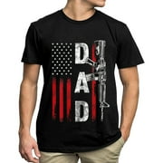American 2nd Flag Dad Happy Fathers Day Gift T-Shirt Men 4th of July Tops Gift Party Graphics Casual Crew Neck Shirts Tee Black