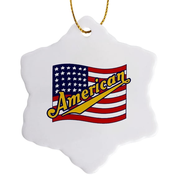3drose, American, 3 inch Snowflake Porcelain Ornament