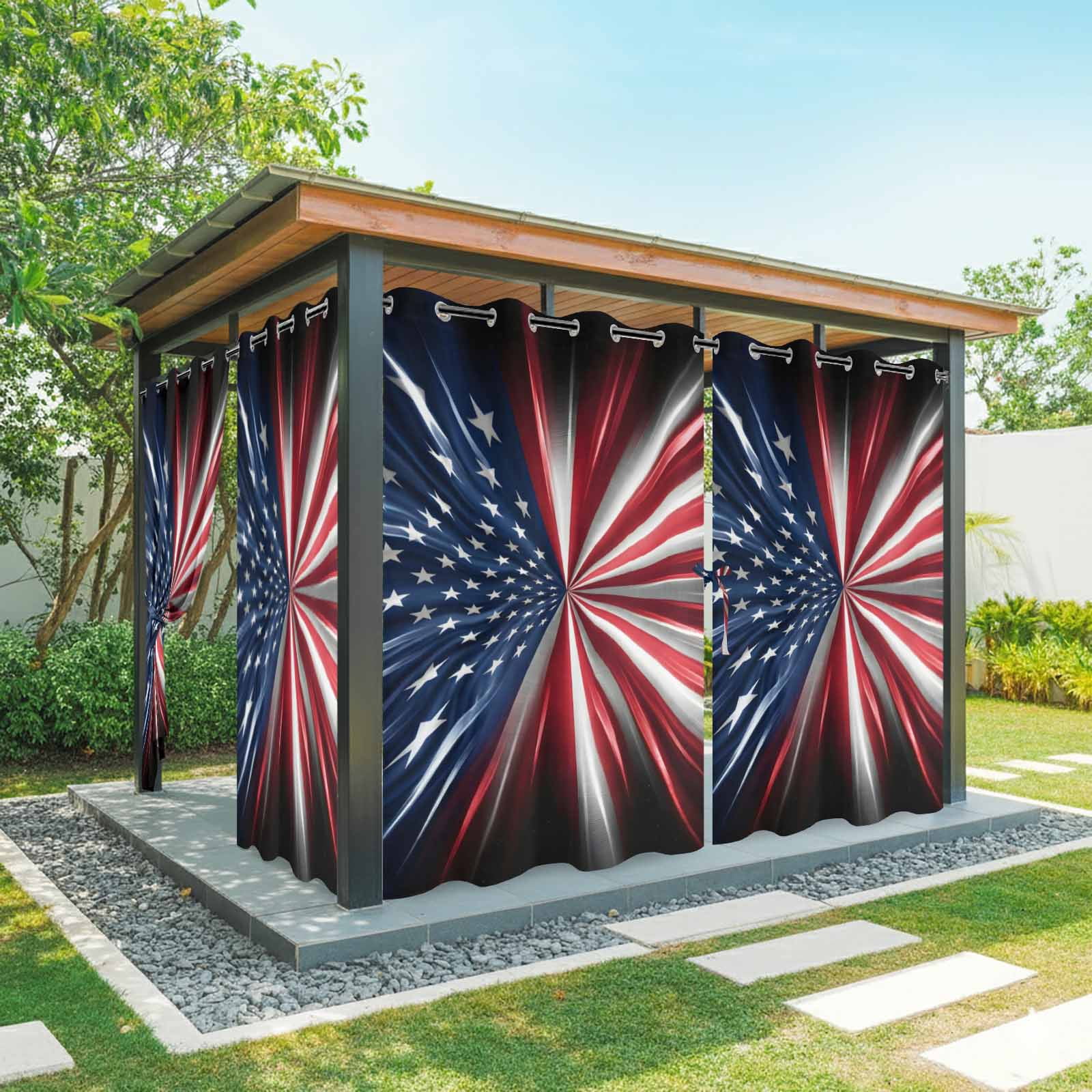American 4th of July Outdoor Curtains for Patio, Red Blue White Flag ...