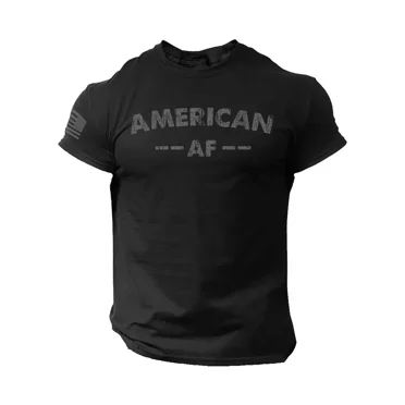 American AF Patriotic USA Flag T Shirt for Men Funny - Soft Style 100% Cotton