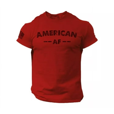 American AF Patriotic USA Flag T Shirt for Men Funny - Soft Style 100% Cotton