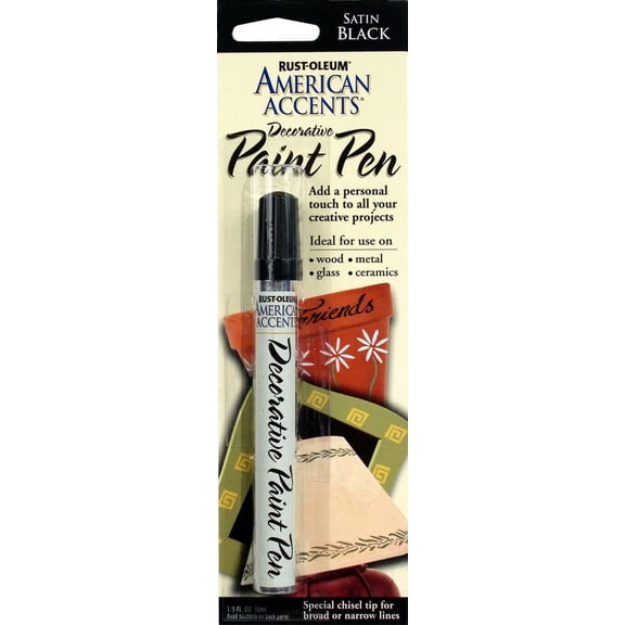 American Accents Decorative Paint Pen - Satin Black, Chisel Tip Permanent Marker - 1/3 Oz