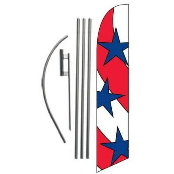 American Advertising Feather Banner Swooper Flag Sign with Flag Pole Kit and Ground Stake, Festival