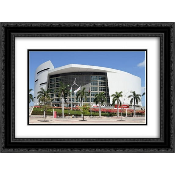 American Airlines Arena 2x Matted 24x18 Black Ornate Framed Art Print from the Stadium Series