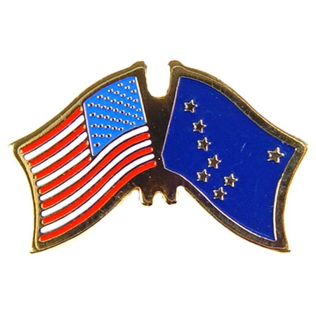 Eagle Emblems P09102 Cross Flags Pin - USA & Alaska - 1.125 in.